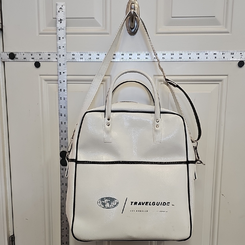 White, Patent Leather, Vintage, Retro, Travel, Tote, Unisex, Panam, Vacation, 50